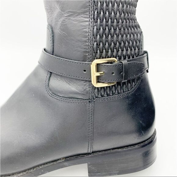 Cole Haan Galina Tall Black Riding Boots Chunky Low Heel Sz 8 - Picture 7 of 16